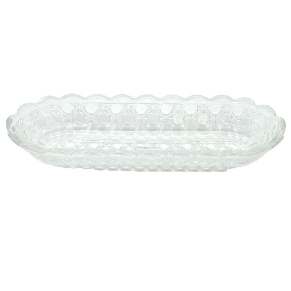 VINTAGE USA 70s Avon Glassware, OBLONG CRYSTAL~ CELERY CONDIMENTS SERVING DISH